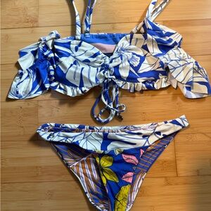 Floral Blue and White Bikini Set